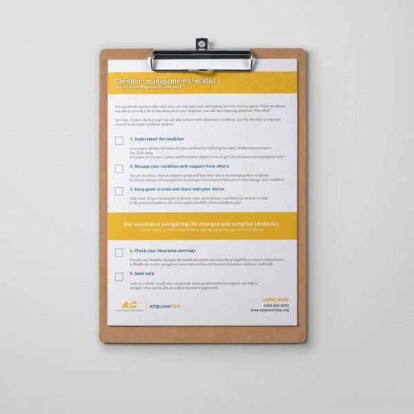 Clipboard with condition management checklist