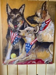 Three Dogs in USA Bandanas Artwork