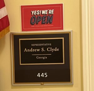 Sign outside Andrew Clyde's office